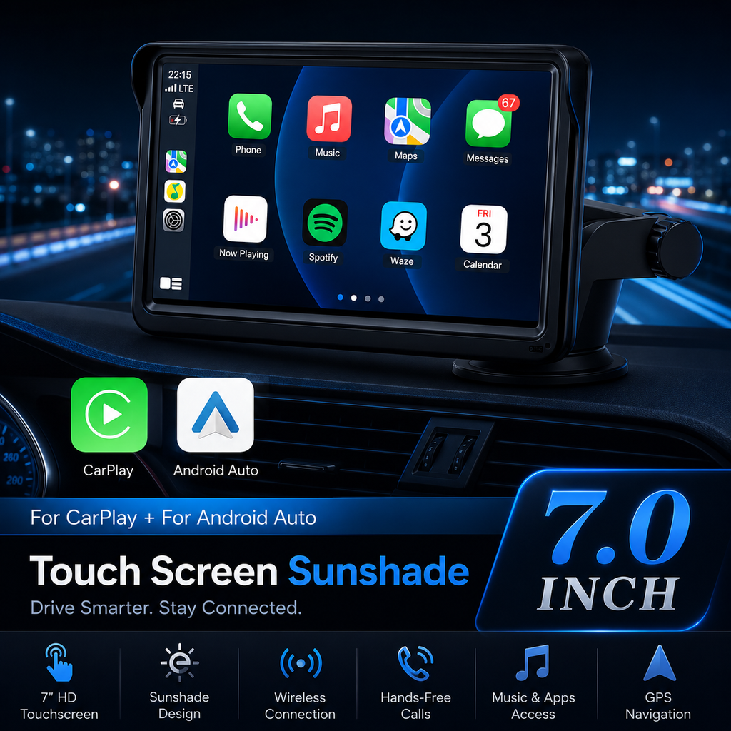 Wireless Apple CarPlay Screen for Cars Portable Touchscreen Dashboard